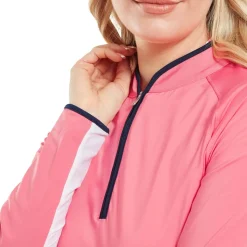 FootJoy Tröjor Dam-1/4 Zip Ls Sun Protection Shirt Pink-Lemonade