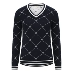Röhnisch Tröjor Dam-Adele Knitted Sweater R-Check-Navy