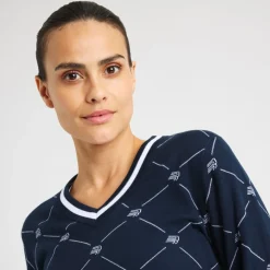 Röhnisch Tröjor Dam-Adele Knitted Sweater R-Check-Navy