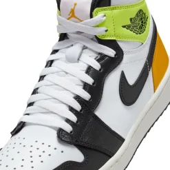 Nike Herrskor-Air Jordan I High G M Golf White-Black-University Gold-Volt
