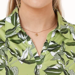 Func Factory Pikétröjor Dam-Alice Green Flowers (844)