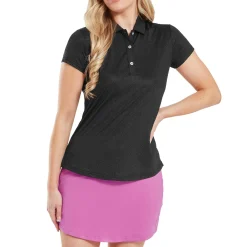 FootJoy Pikétröjor Dam-Animal Print Cap Sleeve Lisle Svart Black