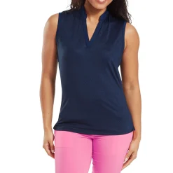 FootJoy Pikétröjor Dam-Animal Print Sleeveless Lisle Blå Navy