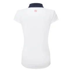 FootJoy Pikétröjor Dam-Cap Sleeve Print Trim Lisle Vit White - Navy