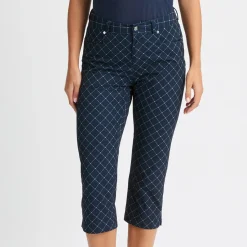 Röhnisch Capribyxor Dam-Chie Comfort Capri Micro-R-Check-Navy