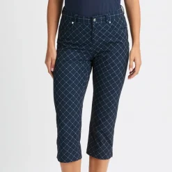 Röhnisch Capribyxor Dam-Chie Comfort Capri Micro-R-Check-Navy