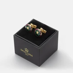 Skultuna Övriga Tillbehör-Cufflinks British Sporting Golf Grön Purple/Green/Gold