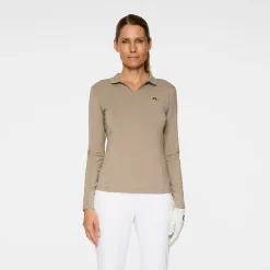 J.Lindeberg Pikétröjor Dam-Falah Long Sleeve Polo Brindle