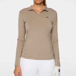 J.Lindeberg Pikétröjor Dam-Falah Long Sleeve Polo Brindle