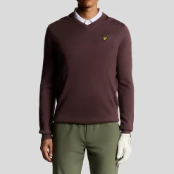 Lyle & Scott Tröjor Herr-Golf V Neck Pullover Rosa Berry