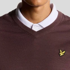 Lyle & Scott Tröjor Herr-Golf V Neck Pullover Rosa Berry
