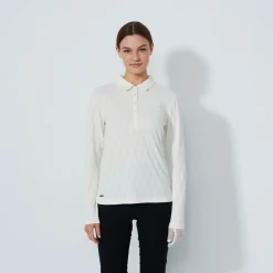 Daily Sports Tröjor Dam-Graphic Jaquard Ls Poloshirt Vit Ivory