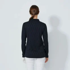 Daily Sports Tröjor Dam-Graphic Jaquard Ls Poloshirt Svart Black