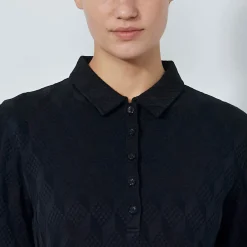 Daily Sports Tröjor Dam-Graphic Jaquard Ls Poloshirt Svart Black