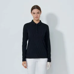 Daily Sports Tröjor Dam-Graphic Jaquard Ls Poloshirt Svart Black