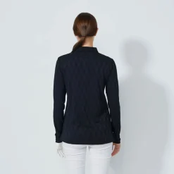 Daily Sports Tröjor Dam-Graphic Jaquard Ls Poloshirt Svart Black