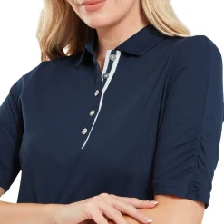 FootJoy Pikétröjor Dam-Half Sleeve Ruched Lisle Blå Navy