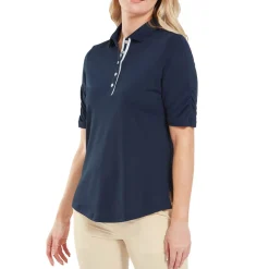 FootJoy Pikétröjor Dam-Half Sleeve Ruched Lisle Blå Navy