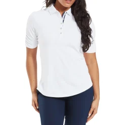 FootJoy Pikétröjor Dam-Half Sleeve Ruched Lisle Vit White