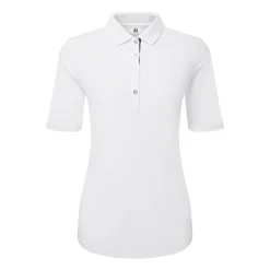 FootJoy Pikétröjor Dam-Half Sleeve Ruched Lisle Vit White