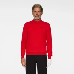 J.Lindeberg Tröjor Herr-Henry Knitted Sweater Barbados-Cherry