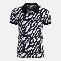 Bogeys & Birdies Juniorkläder Tjej-Jr Tech Hidden Button Pique AOP Svart Vit Black/White (Zebra)