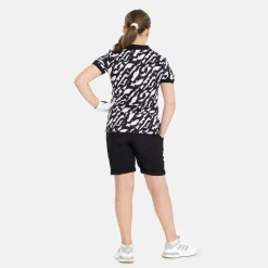 Bogeys & Birdies Juniorkläder Tjej-Jr Tech Hidden Button Pique AOP Svart Vit Black/White (Zebra)