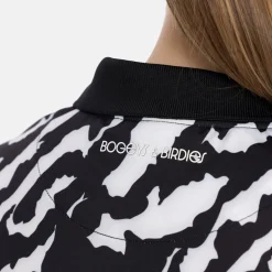 Bogeys & Birdies Juniorkläder Tjej-Jr Tech Hidden Button Pique AOP Svart Vit Black/White (Zebra)