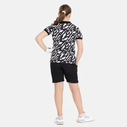 Bogeys & Birdies Juniorkläder Tjej-Jr Tech Hidden Button Pique AOP Svart Vit Black/White (Zebra)