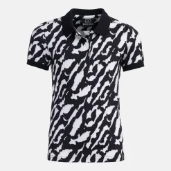 Bogeys & Birdies Juniorkläder Tjej-Jr Tech Hidden Button Pique AOP Svart Vit Black/White (Zebra)