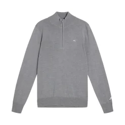 J.Lindeberg Tröjor Herr-Kian Zipped Golf Sweater Grå Grey Melange