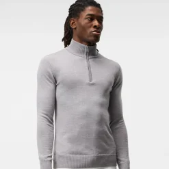 J.Lindeberg Tröjor Herr-Kian Zipped Golf Sweater Grå Grey Melange