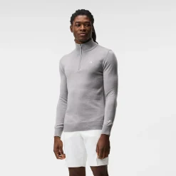 J.Lindeberg Tröjor Herr-Kian Zipped Golf Sweater Grå Grey Melange