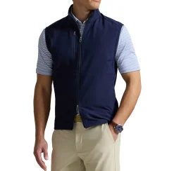 Ralph Lauren Västar Herr-Knit Full Zip Vest Tech Terry Refined Navy