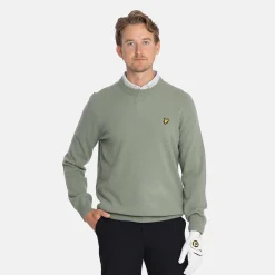 Lyle & Scott Tröjor Herr-Lambswool Blend Crew Green Sage L (X932)
