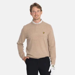 Lyle & Scott Tröjor Herr-Lambswool Blend Crew Beige Beige (Oatmeal X931)