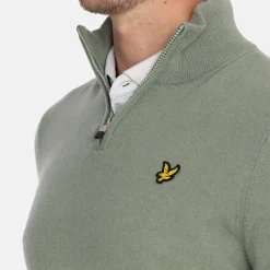Lyle & Scott Tröjor Herr-Lambswool Blend Quarter Zip Green Sage L (X932)