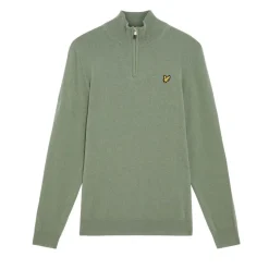 Lyle & Scott Tröjor Herr-Lambswool Blend Quarter Zip Green Sage L (X932)