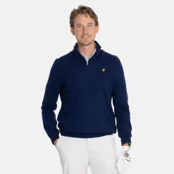 Lyle & Scott Tröjor Herr-Lambswool Blend Quarter Zip Bright Navy (X929)