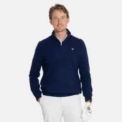 Lyle & Scott Tröjor Herr-Lambswool Blend Quarter Zip Bright Navy (X929)