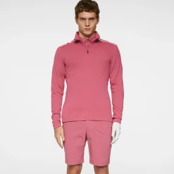 J.Lindeberg Tröjor Herr-Leon Quarter Zip Mid Layer Rose-Wine