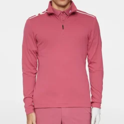J.Lindeberg Tröjor Herr-Leon Quarter Zip Mid Layer Rose-Wine