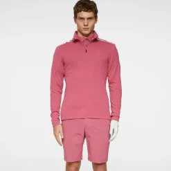 J.Lindeberg Tröjor Herr-Leon Quarter Zip Mid Layer Rose-Wine