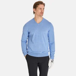 Callaway Tröjor Herr-Ls V-Neck Merino Chambray Htr