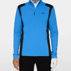 J.Lindeberg Tröjor Herr-Lukas Quarter Zip Mid Layer Sonic-Blue