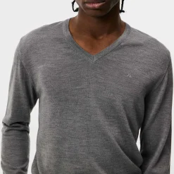 J.Lindeberg Tröjor Herr-Lymann Merino V-Neck Sweater Grey-Melange