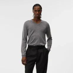 J.Lindeberg Tröjor Herr-Lymann Merino V-Neck Sweater Grey-Melange