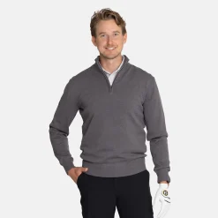 Abacus Tröjor Herr-M Louth Knitted Windstopper Grå 670-Dk.Greymelange