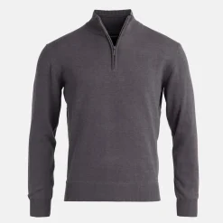 Abacus Tröjor Herr-M Louth Knitted Windstopper Grå 670-Dk.Greymelange