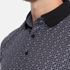 Bogeys & Birdies Pikétröjor Herr-M Tech Pique Micro AOP Svart Black